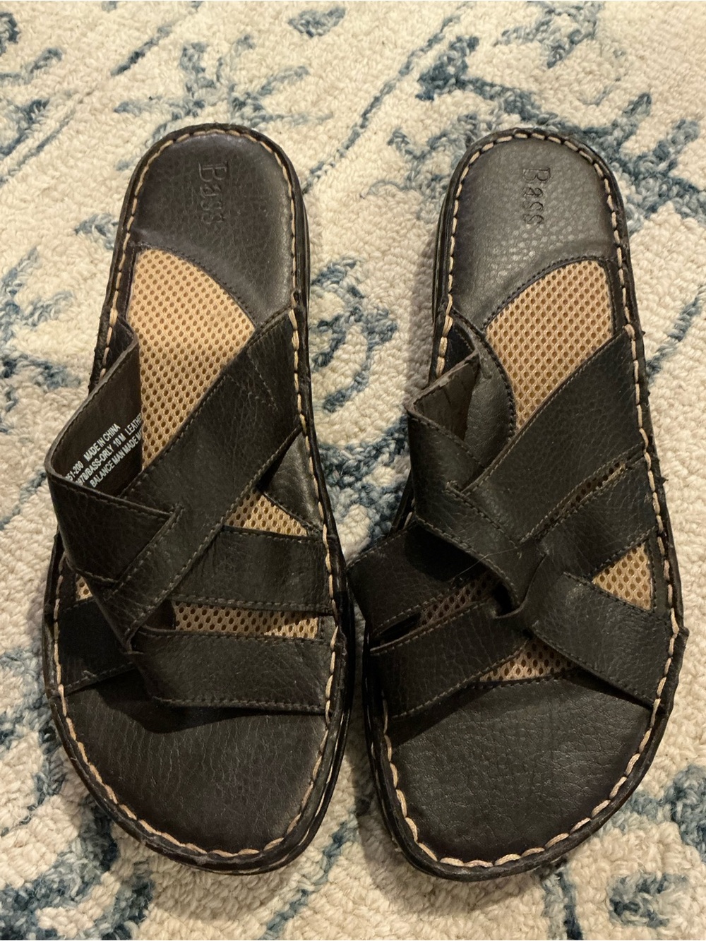 EUC - Women’s BASS Black Cross-Strap Slide Sandals - Size 10M